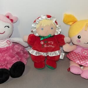 Vintage 3 Lot Plush Dolls Fisher Price Silly Sweet Musical Rattle Ballerina Pink
